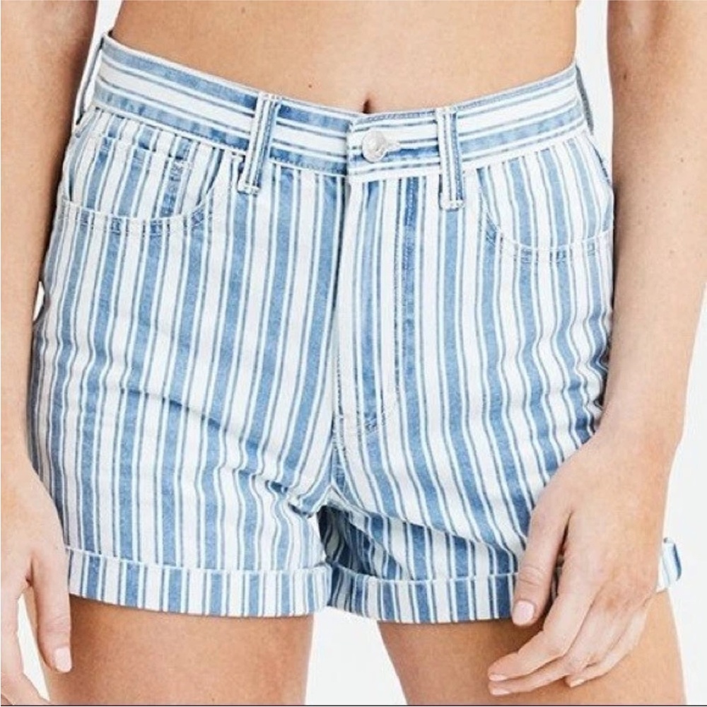 AE Stripe Cotton High Rise Mom Shorts 10
